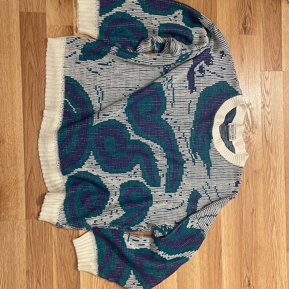 Vintage Sears Sweater Blue/Green Size M - Picture 2 of 4